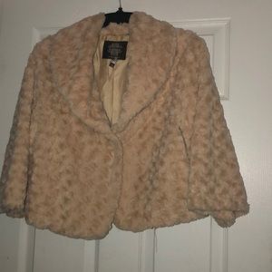 Crop blush fur jacket